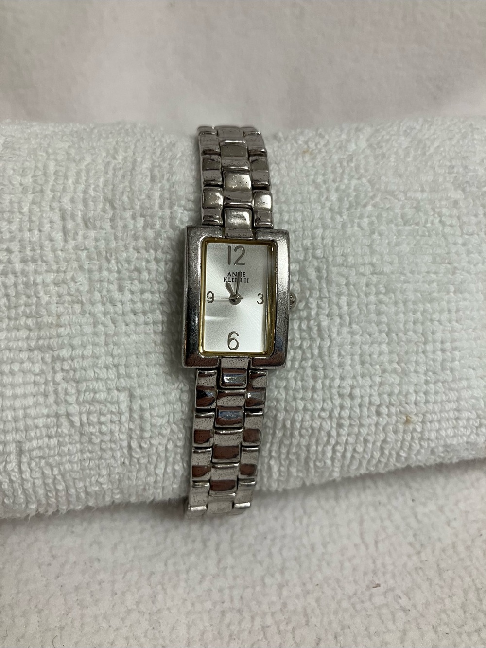 Vintage Anne Klein II Silver colored Rectangular Watch - Working w/ New Battery!